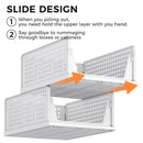 8 Pack Closet Organizers and Storage Plastic Stackable Storage Bins, Foldable Drawer Shelf Storage Container for Wardrobe Kitchen Bathroom Dorm White